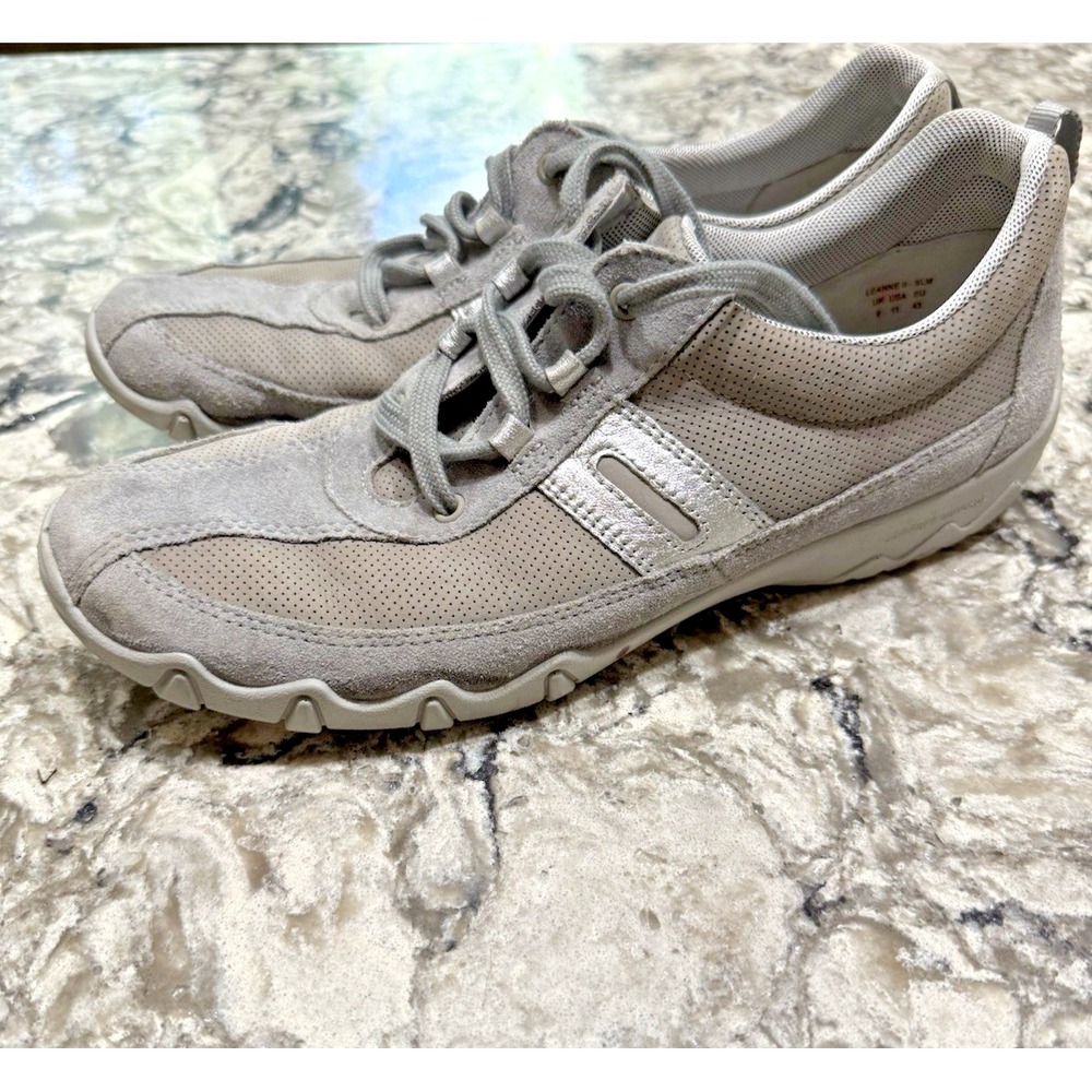 Hotter Womens Leanne II Lace Up Shoes Urban Comfort Tennis Grey Sz 11 EU 43